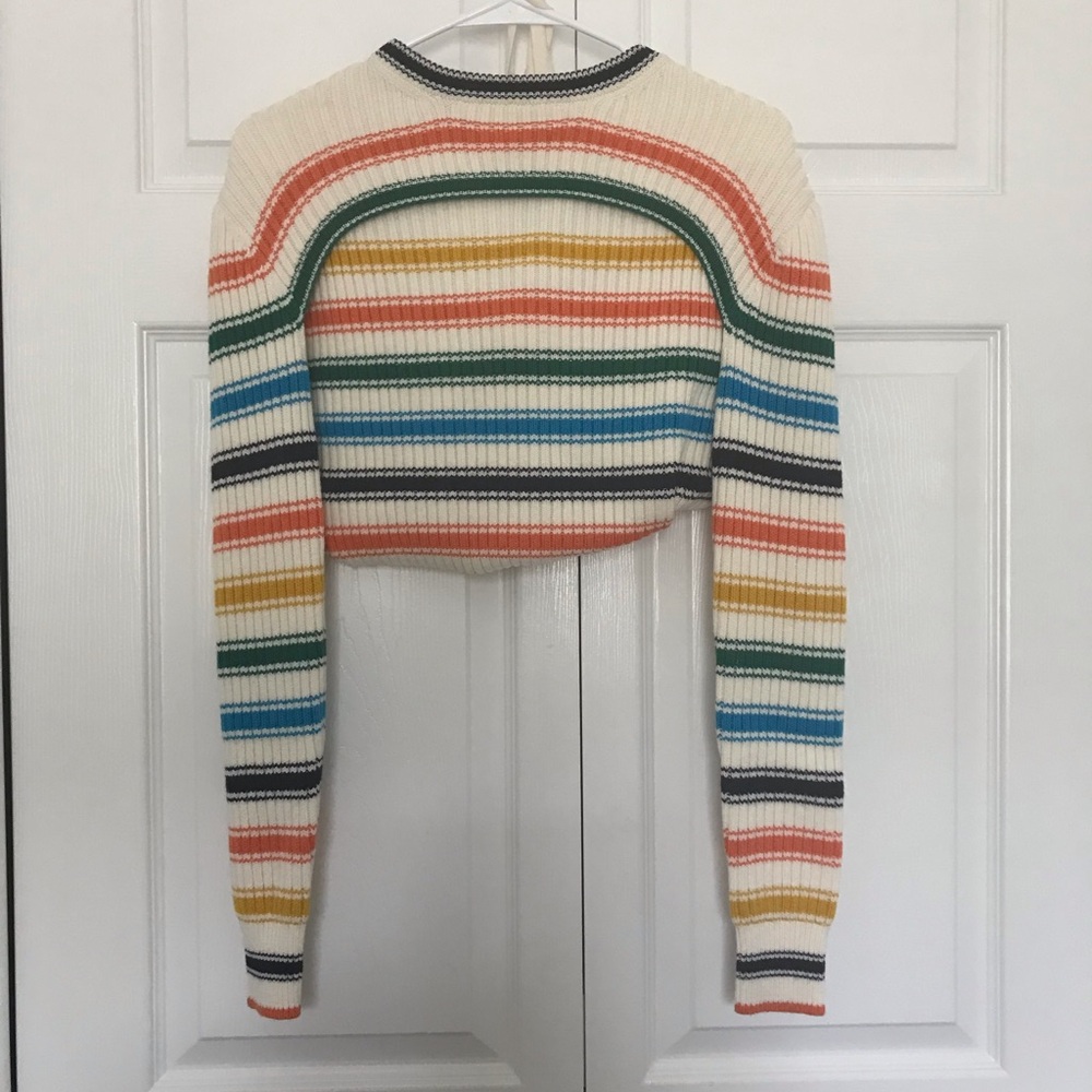 Rosie Assoulin Thousand in One Ways Striped Ribbed Knit Sweater sized Small